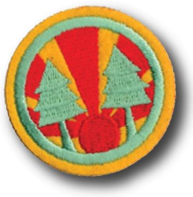 Woodcraft Folk badge and message - Affiliated to the Woodcraft Folk organisation - Education for social change since 1925